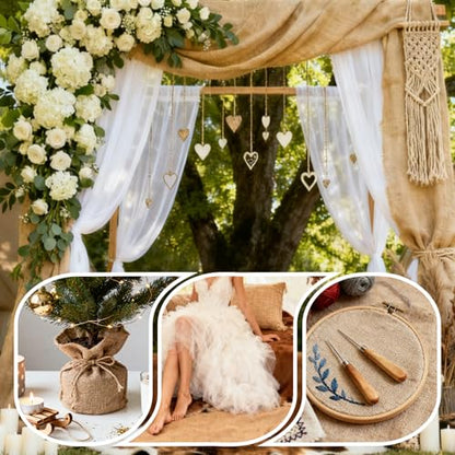 Burlap Fabrics Roll Natural Jute Burlap Garden Tree Wrap Outdoor Weed Barrier DIY Fall Halloween Craft Winter Frost Plant Landscape Blankets Cloth for Plant Gardening Shrubs (60in*6ft) - size: 60in*6ft