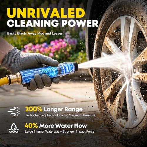 LusterAce High Pressure Hose Nozzle, Adjustable Garden Hose Spray Nozzle for Watering Plants, Patio Cleaning and Car Washing, 2 Pack