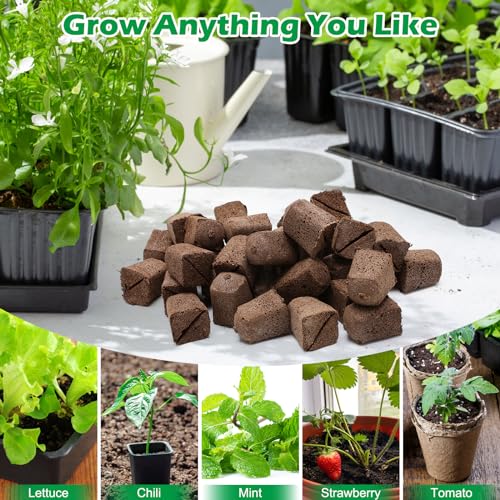 50 Pcs Square Hydroponics Pods, Seed Starter Sponge Pods for Seed Starter Plugs Grow Sponges for Indoor Outdoor Gardening