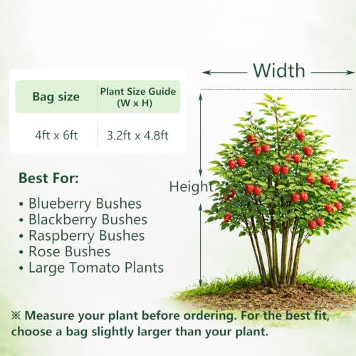 Jevrench 4-Pack 4 x 6 ft Garden Netting Bags with Zipper and Drawstring - size: 4 x 6ft – 4 Pack