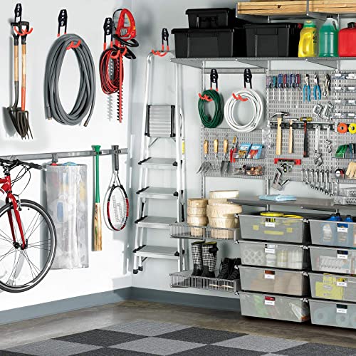 Steel Garage Storage Hooks, 16 Pack Anti-Slip Coating, Heavy Duty Wall Mount Hooks for Hanging Bike, Ladder, Garden Tools