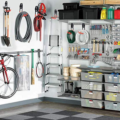 Steel Garage Storage Hooks, 16 Pack Anti-Slip Coating, Heavy Duty Wall Mount Hooks for Hanging Bike, Ladder, Garden Tools