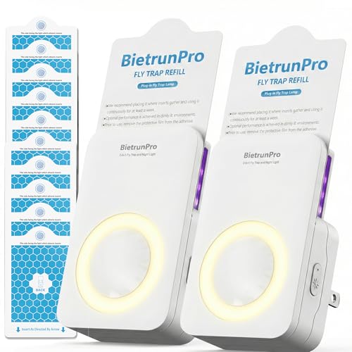 2 Flying Insect Traps+10 Refill Cartridges, 2026 2nd Gen, UV/Blue/Yellow Light Plug in Fly Trap & Indoor Bug Catcher for Gnats, No-Mess Bug Zapper, House & Fruit Flies, 7 * 24hrs Pest Control - size: 2 Device+10 Refills