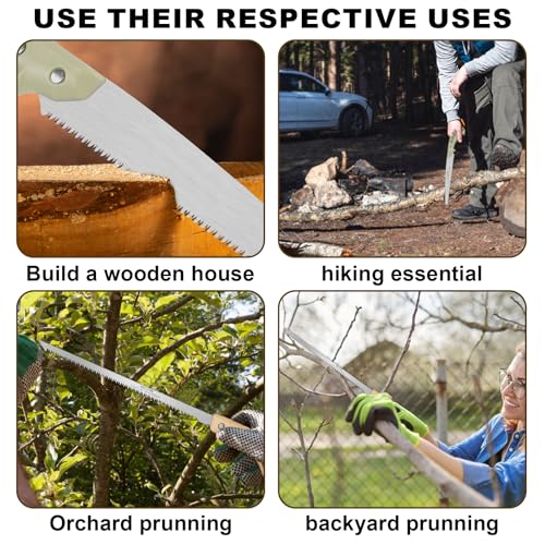 Hand & Pruning Saw Combo Pack: Premium 11-inch Heavy Duty Saw with Plastic Handle & 9-inch Sharp Compact with Wood Handle for Tree Trimming, Camping, Gardening | 2-Pack Saws