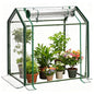 Mini Greenhouse with Zippered Doors & Roll-up Windows, Elevated Bottom Portable Plant Hot House with Durable PVC Cover, Water Resistant, UV Protected for Outdoor Flowers, Vegetables