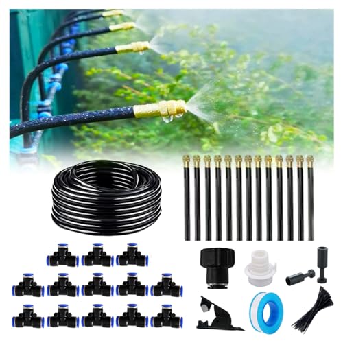 New drip Irrigation kit, Automatic Garden Watering System, Quick Connector and 360-degree Bending Dropper atomizing Copper Nozzle, Garden Plant Lawn Courtyard Watering System. (50FT) - size: 50FT