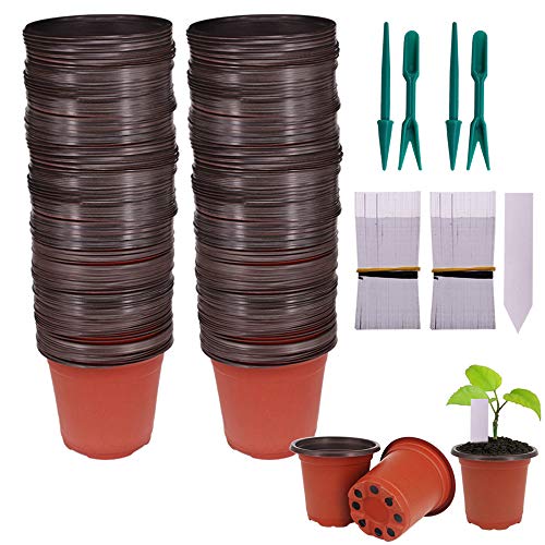 200 Pcs 4 Inch Plastic Seedlings Plants Nursery Pots for Outdoor Use - size: 4 inch(200pcs)