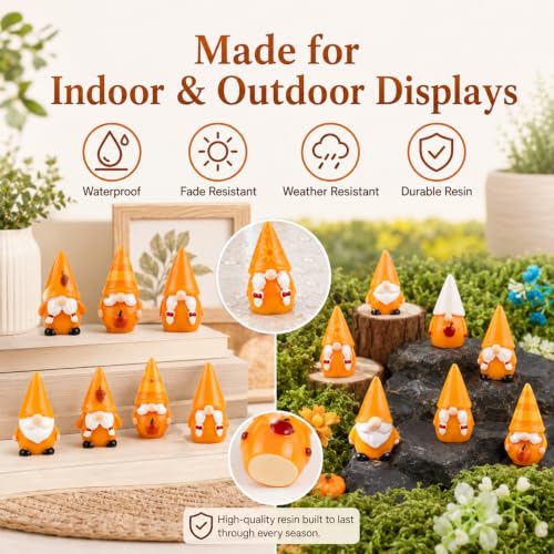 18Pcs Thanksgiving Mini Resin Gnomes Set, Small Miniature Figurines Decor - color: Gnome Set