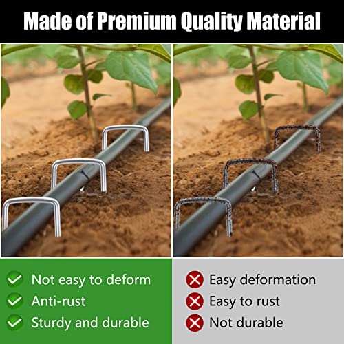 FEED GARDEN 6 Inch 25 Pack Galvanized Landscape Staples 11 Gauge Anti-Rust Garden Stakes SOD Pins Yard Stakes - size: 6 Inch