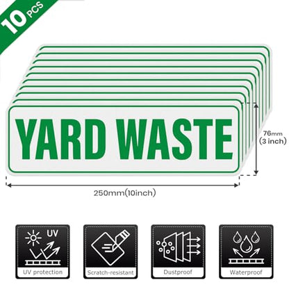 10 Pack Yard Waste Stickers 10" × 3" Self-Adhesive Waterproof Vinyl
