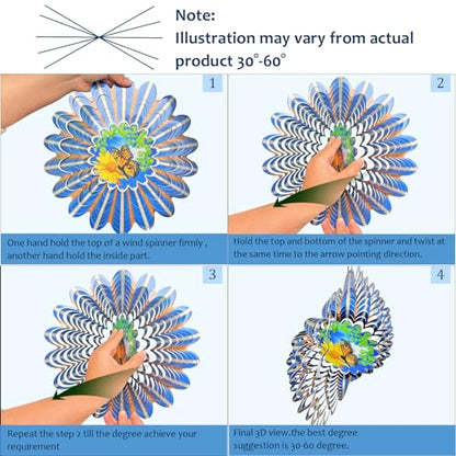 Animated Butterfly Wind Spinner - 12inch 3D Hanging Wind Sculpture - color: Animated Butterfly