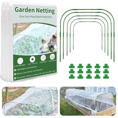 Garden Netting Kit for Raised Beds, 8 x 20 FT Ultra Fine Mesh