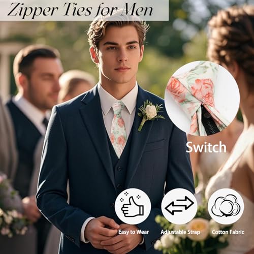 Pre Tied Floral Ties for Men Cotton Zipper Tie Colorful Necktie - color: Style-03