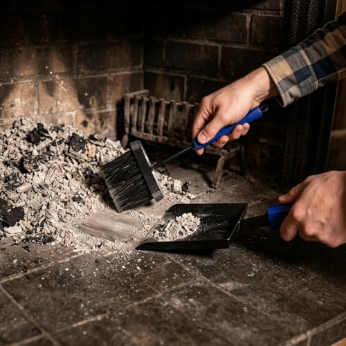 16-Inch Ash Shovel and Brush Set with Stand Solid Manganese Steel - size: 16 inches Set
