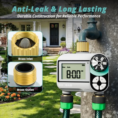 QUOBAS Brass Sprinkler Timer, 2 Pack Water Hose Timer for Garden Hose - size: Interval Program 2 Zone