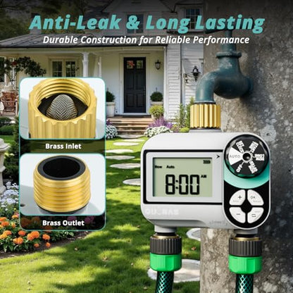 QUOBAS Brass Sprinkler Timer, 2 Pack Water Hose Timer for Garden Hose - size: Interval Program 2 Zone