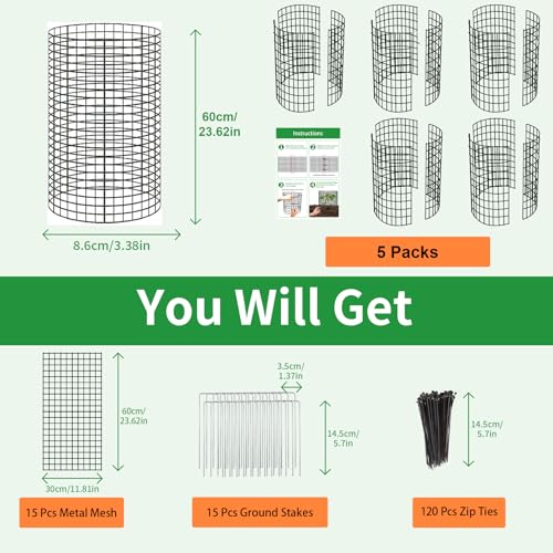 5 Pack Plant Protector from Animals, 24x12 Inches Wire Plant Protector, Plant Cages to Keep Animals Out - size: 5 Pack, 12"x24"