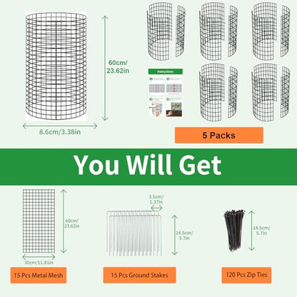 5 Pack Plant Protector from Animals, 24x12 Inches Wire Plant Protector, Plant Cages to Keep Animals Out - size: 5 Pack, 12"x24"