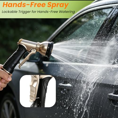 ARXIVE 9-Pattern Brass Hose Nozzle, High Pressure Leakproof Water Sprayer