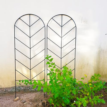 2 Pack Black Metal Trellis for Climbing Plants - 45" H x 15.9" W Garden Trellis for Roses, Vegetables, Flowers, Lawn, Backyard - color: 45 inch-2 pack