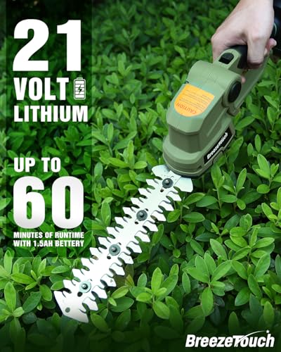 21V Mini Cordless Hedge Trimmer with Battery, Charger and 4.5"/8.5" Blades