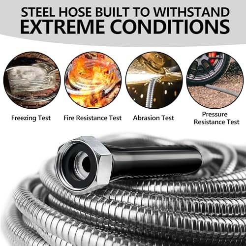 150ft Garden Hsoe - 2026 New 304 Stainless Steel Garden Hose with 3/4'' Fittings – Lightweight, Durable, and Kink-Free, Metal Water Hoses for Gardening - size: 150ft