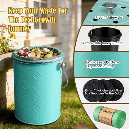 AOSION Countertop Compost Bin Kitchen,Odorless Indoor Compost Bin with Lid - color: Light Green