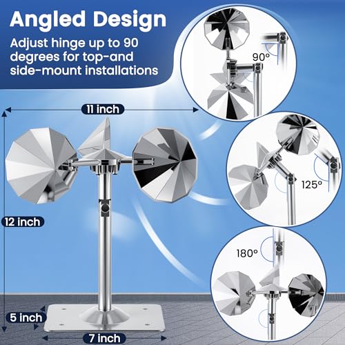 2 Pack Reflective Spinning Bird Deterrents, Wind-Powered Aluminum Alloy