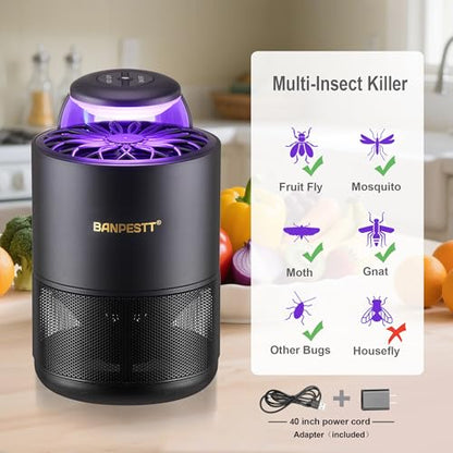 BANPESTT Indoor Insect Trap with Dusk-to-Dawn Sensor, US Adapter - color: Black