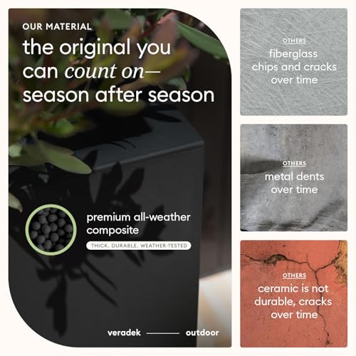 Veradek Block Series Pedestal Planter - Tall Rectangular Outdoor Planter - color: Black, size: 32''H x 15.5''W -2 Pack