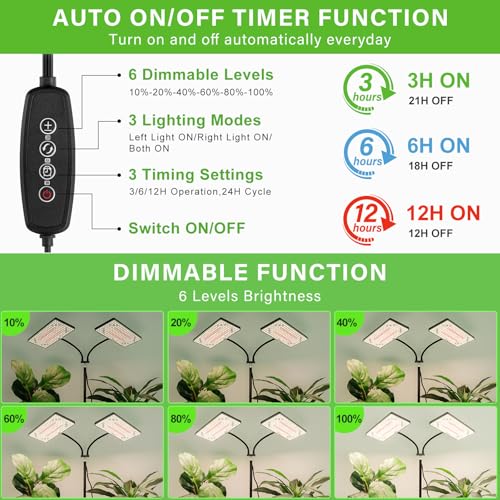 LBW Grow Lights for Indoor Plants, 428 LEDs Full Spectrum Plant Light - size: 2-Head