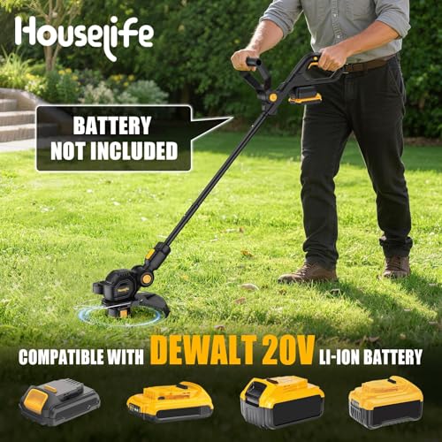 3-IN-1Cordless Weed Eater Compatible with Dewalt 20V MAX Battery, 12-Inch String Trimmer Edger & Mini Mower, 8500RPM Auto Feed Weed Wacker w/Adjustable Handle (Tool Only)