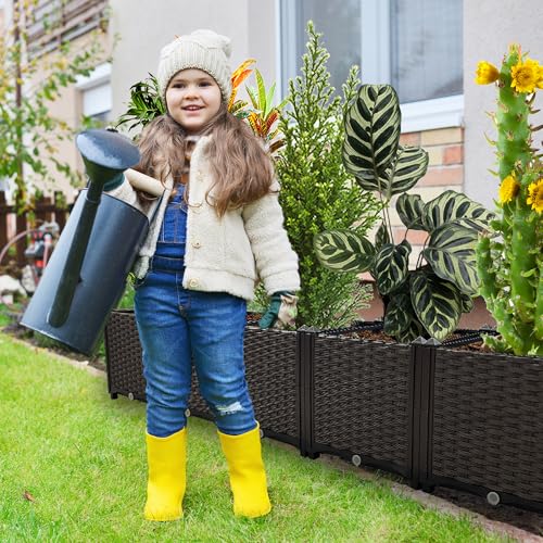 Large Planters for Outdoor Plants Rectangular Raised Garden Bed Elevated Planter Boxes Patio Balcony Deck for Planting Flowers, Vegetables, Tomatoes, and Herbs - color: 78.7"(l)x16"(w)x15"(h)/Brown