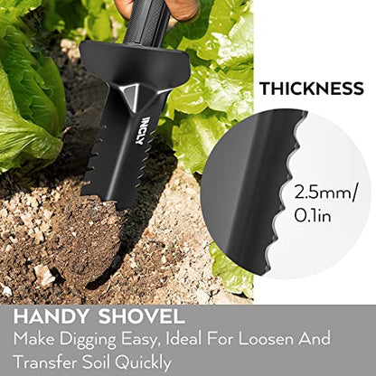 INCLY Metal Detector Shovel, Heavy Duty Double Serrated Edge Digging Tool