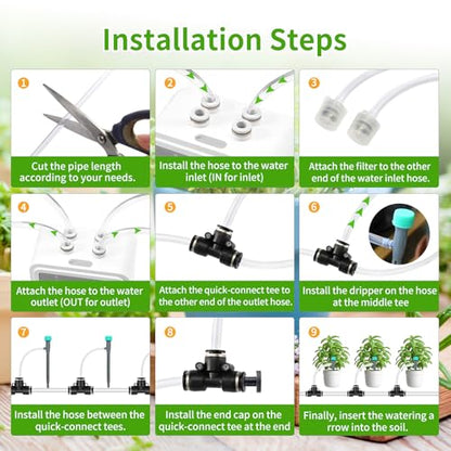 Smart Automatic Plant Watering System for 20 Pots - Dual Pump Indoor Drip Irrigation Kit with 30-Day Programmable Timer & USB-C Charging