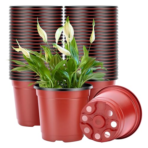 VIVOSUN 50 Pcs 6 in Plastic Plant Nursery Pots, Seed Starting Pots - size: 6 inch