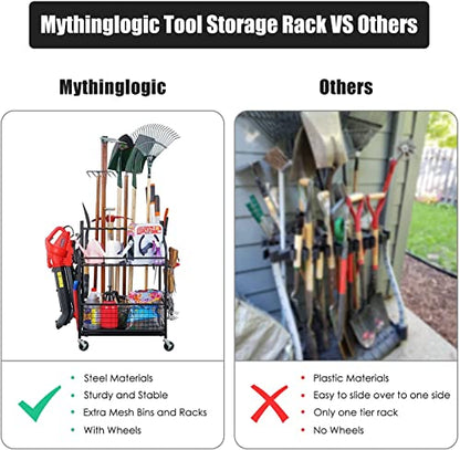 Mythinglogic Rolling Garden Tool Organizer for Garage, Yard and Lawn Tools - size: Deluxe Tower