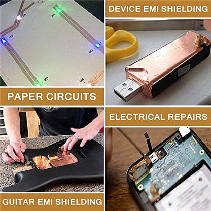 Copper Foil Tape (4 inch X 33 FT) with Double-Sided Conductive Adhesive for Guitar & EMI Shielding,Stained Glass Making,Electrical Repairs,Paper Circuits,Soldering,Grounding,DIY Copper Tape - size: 4 inch X 33 FT