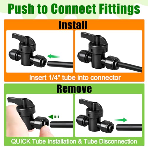 10 Pack 1/4 Inch Drip Irrigation Shut Off Valve Fittings - 1/4'' Drip Line Push-to-Fit Switch Valve Connectors for 1/4 Inch Drip Irrigation Tubing Regulate Water Flow - size: 1/4" Push-to-connect Valve