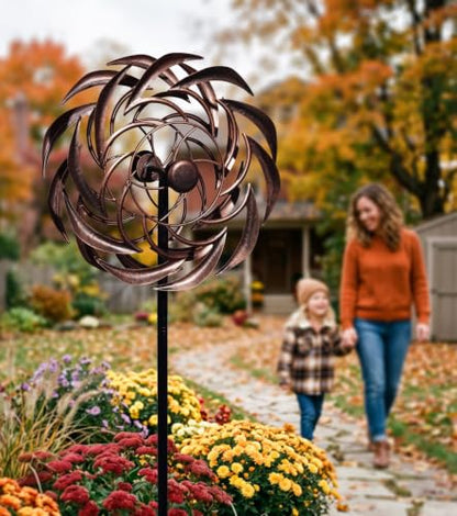 63" Copper Wind Spinners Metal Bronze Antique Clockwork Garden Yard - color: Sundial