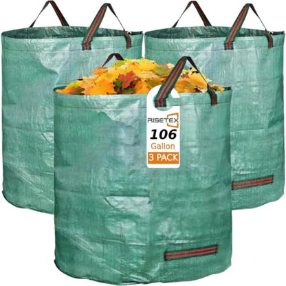 RISETEX 3-Pack 106 Gallon Standable Reusable Leaf Bags with Handles - style: Pack of 3