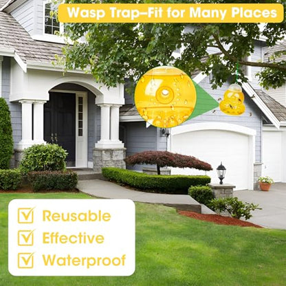 2 Pack Reusable Wasp Traps Outdoor Hanging - color: yellow