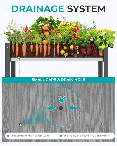 SERWALL Raised Garden Bed with Legs-Gray - color: Gray, size: 1 pack
