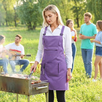 Nanxson Apron with Pockets Cross Back Apron for Hair Stylist Gardening - color: Purple