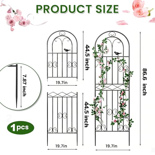 1 Pack 86.6"x19.7 Metal Gardon Trellis for Climbing Plants Flowers Outdoor, - size: 1P: 86.6" H x 19.7" W