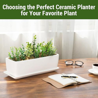 MyGift 14 Inch Unglazed White Ceramic Indoor Plant Pot with Drainage Hole - size: 14.5 inch