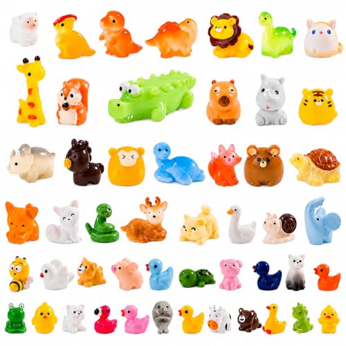52 Pcs Mini Resin Animals, Tiny Figurines for Fairy Garden Decor - color: 52pc-animals