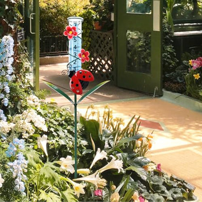 MUMTOP 35 Inch Ladybug Rain Gauge for Outdoor, Lawn, Yard and Garden - color: Butterfly