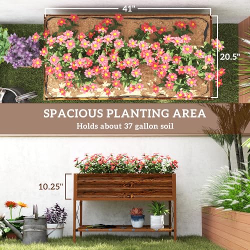 Outsunny Raised Garden Bed with Galvanized Steel Frame, Dark Brown - color: Dark Brown