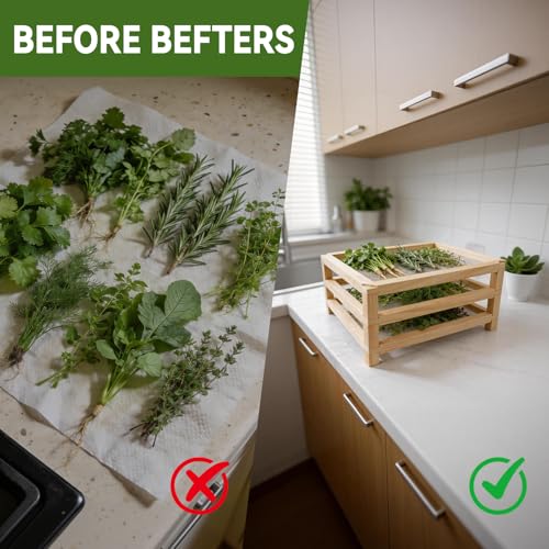 3-Layer Stackable Wooden Herb Drying Rack,Mesh Dryer Screen For Countertop - size: 3-Layer | 11.8" x 5.4" x 15.74"